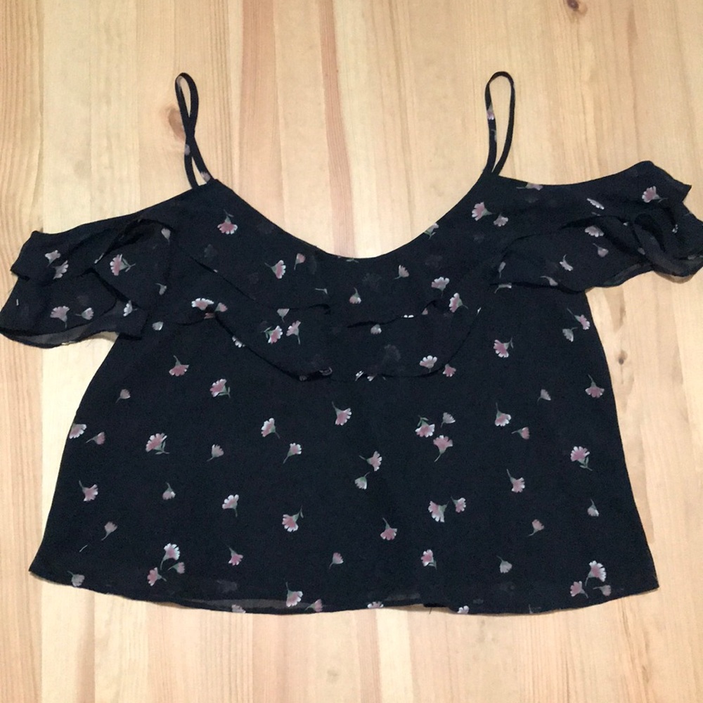 Cold shoulder ruffle top